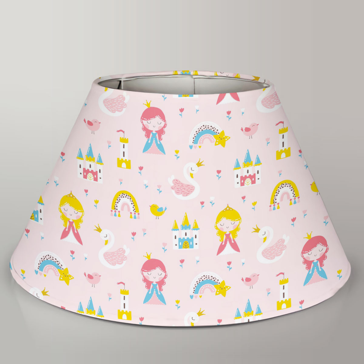 Princess With Swan Castle Rainbow And Flowers Lamp Cover