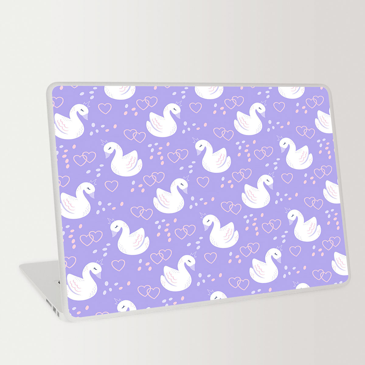 Cartoon Swan Purple Background Laptop Skin