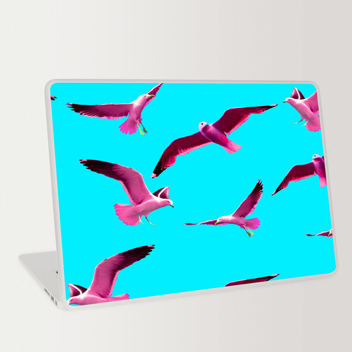 Pink Seagull Flying Laptop Skin