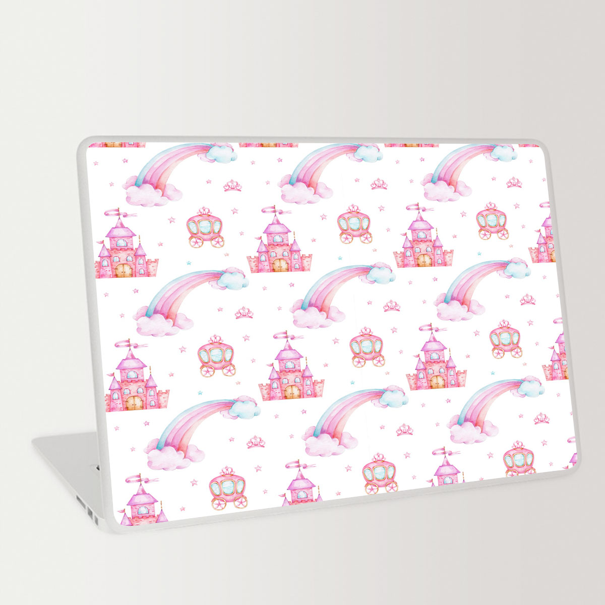 Seamless Pattern With Rainbow, Carriage And Castle Laptop Skin