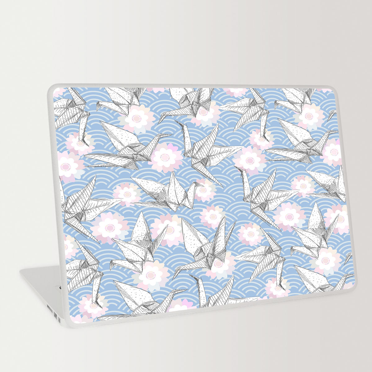 White Origami Paper Crane Laptop Skin