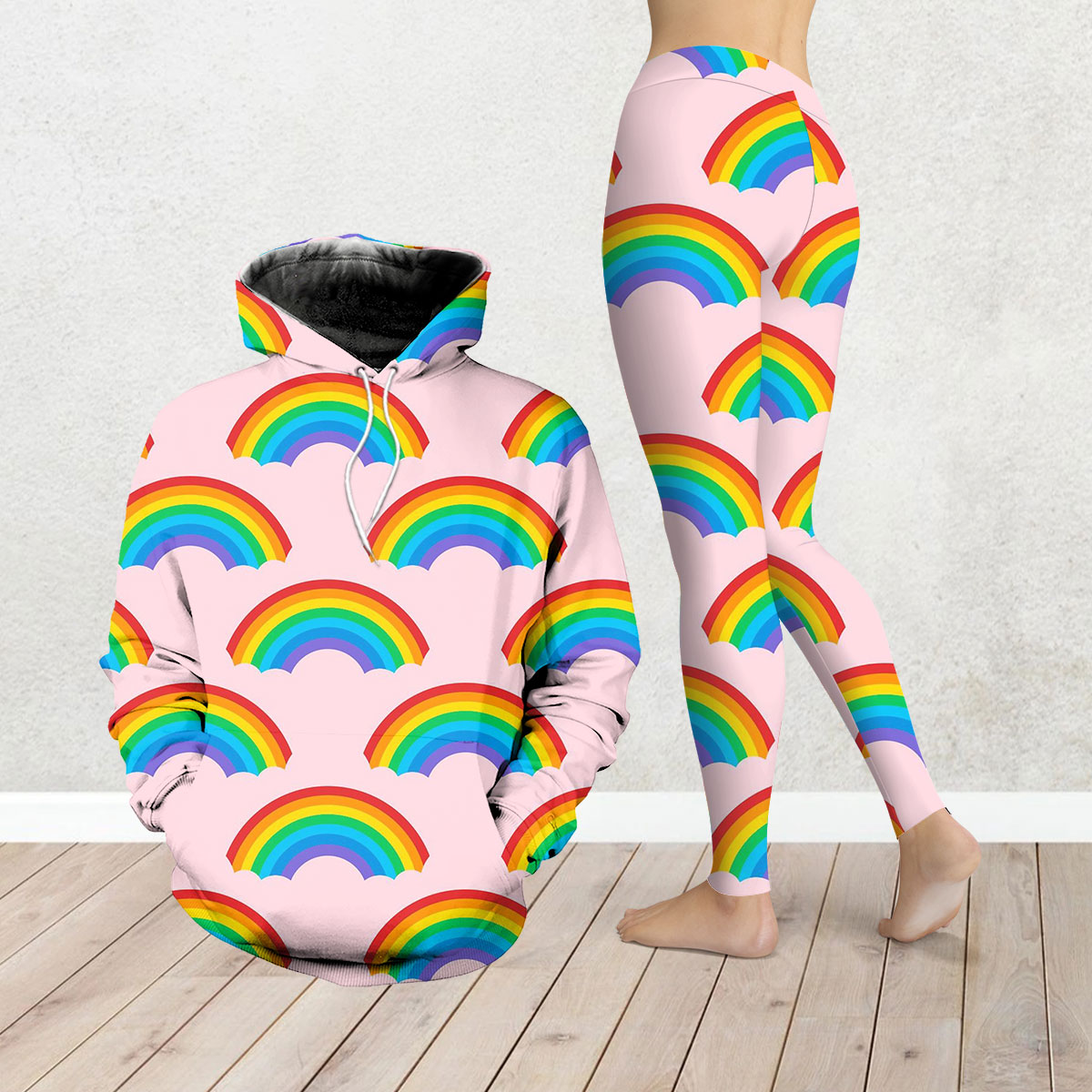 Seamless Rainbow Patterns Legging Hoodie Set