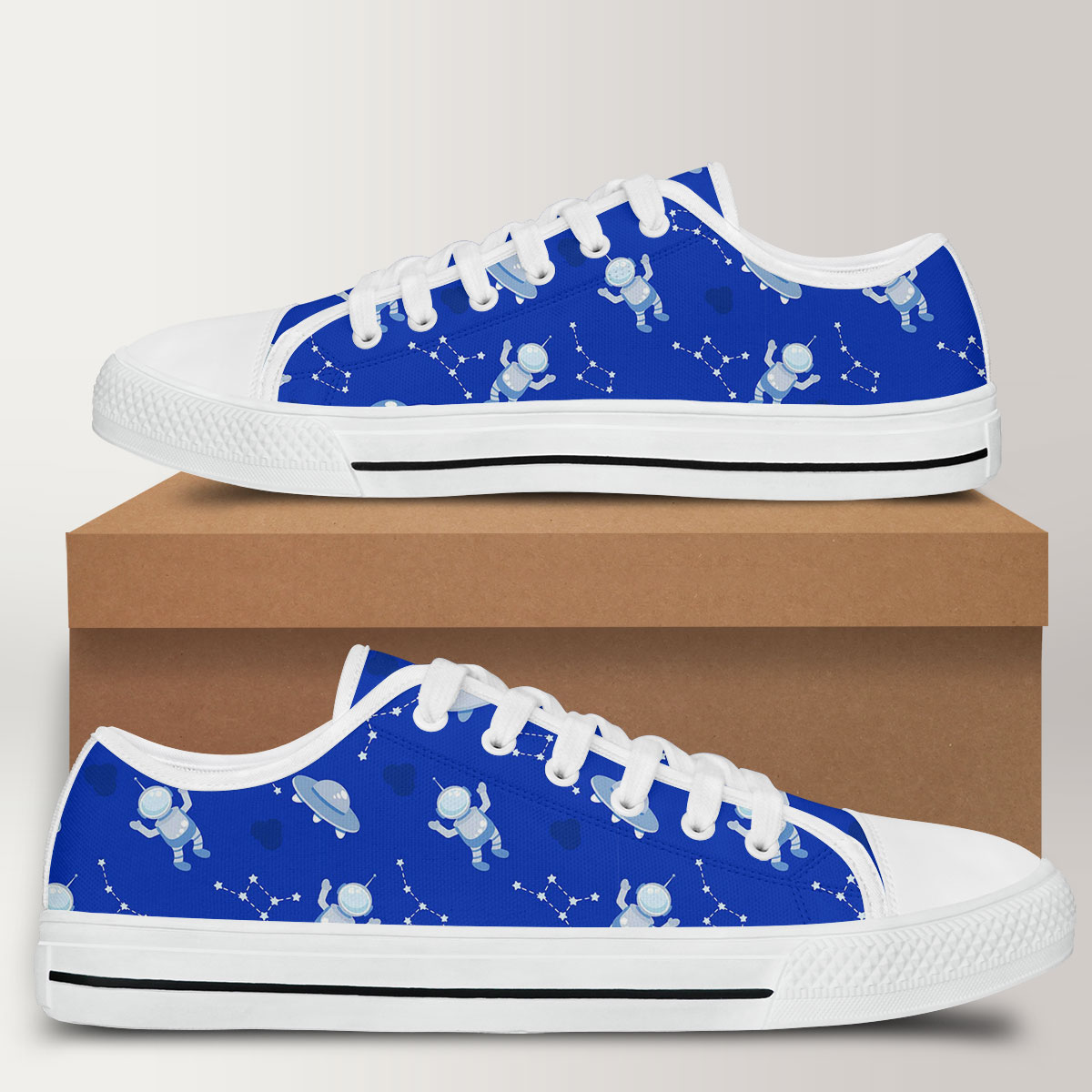 Astronauts Spaceships And Constellation Low Top Shoes