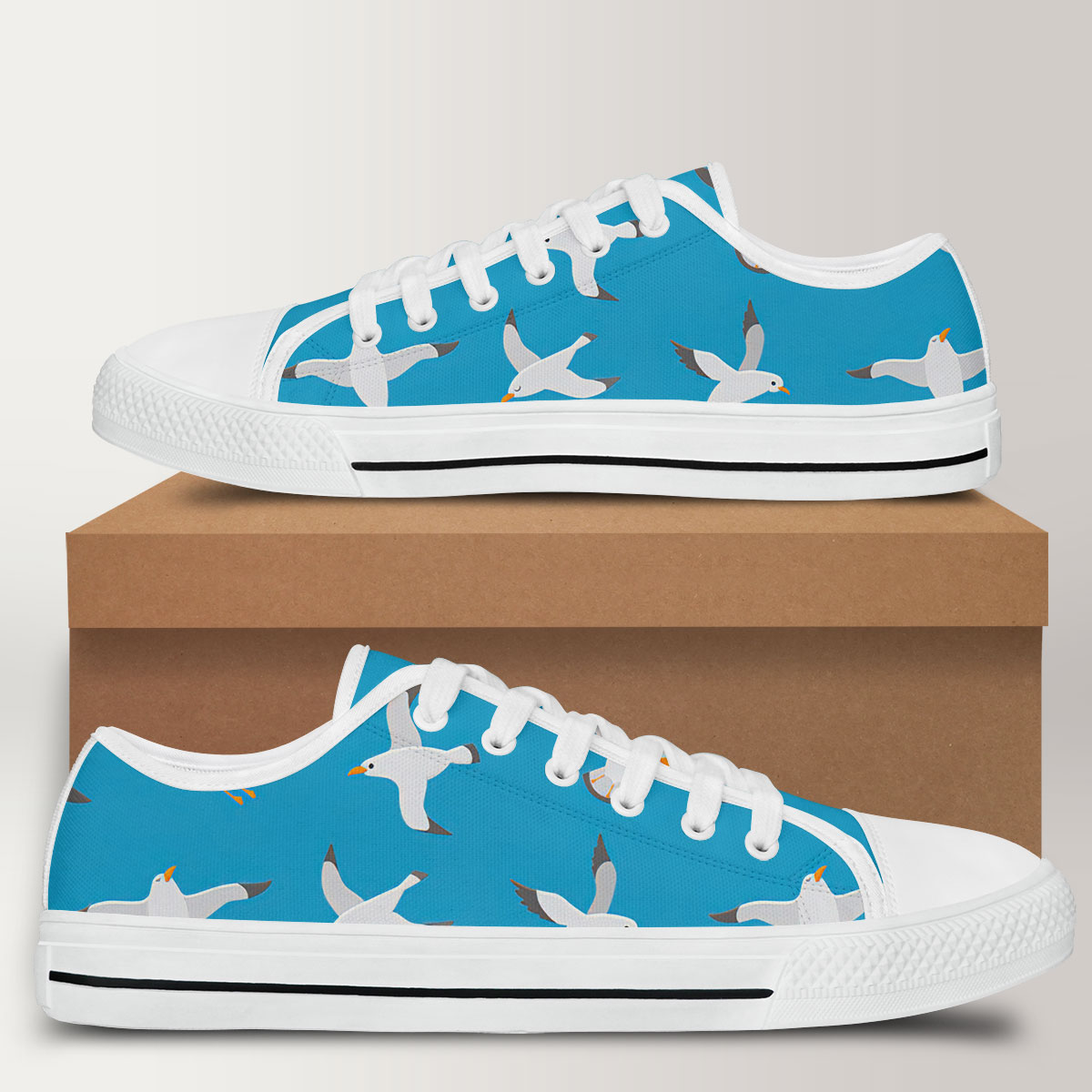 Blue Monogram Seagull Low Top Shoes