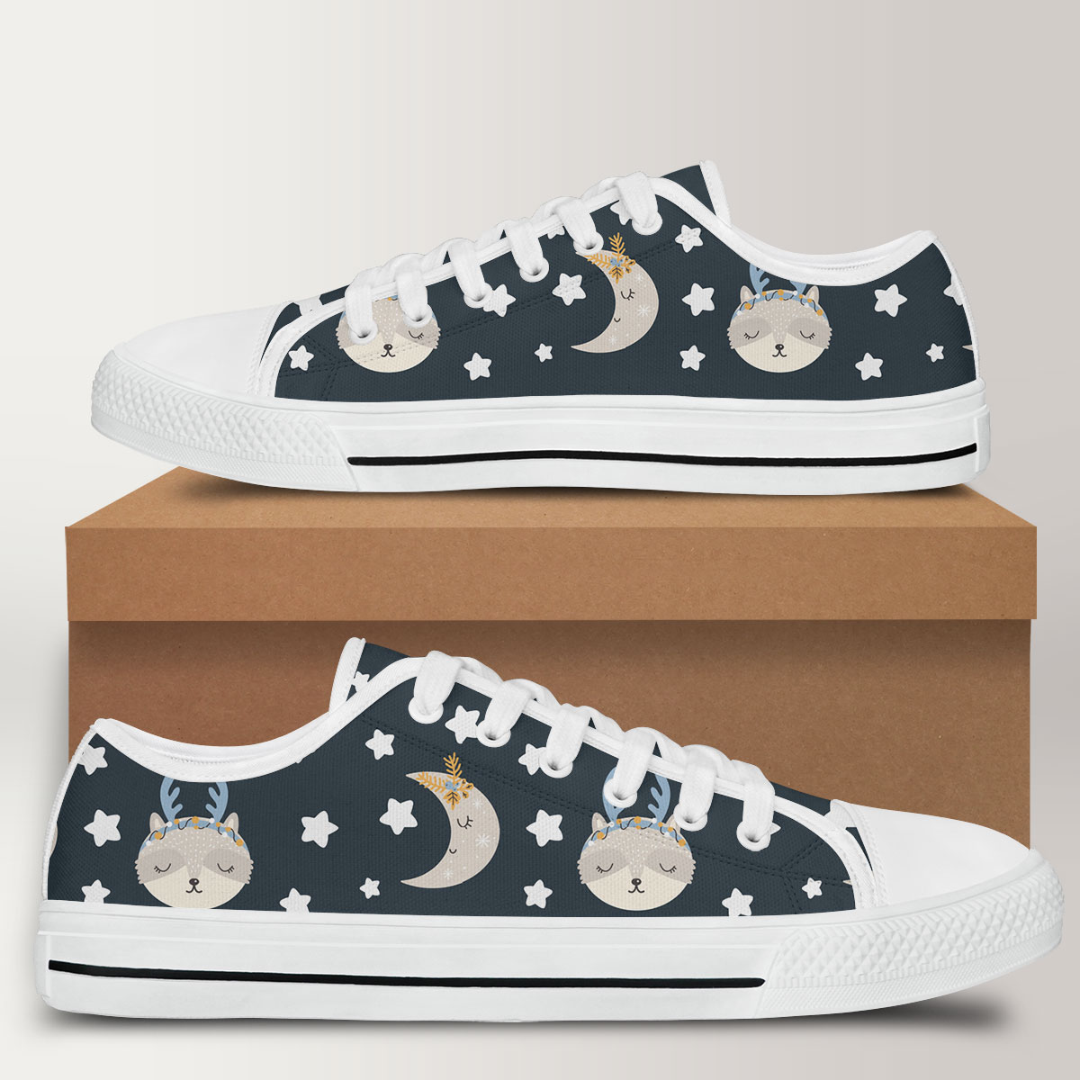 Christmas Pattern With Animals Low Top Shoes