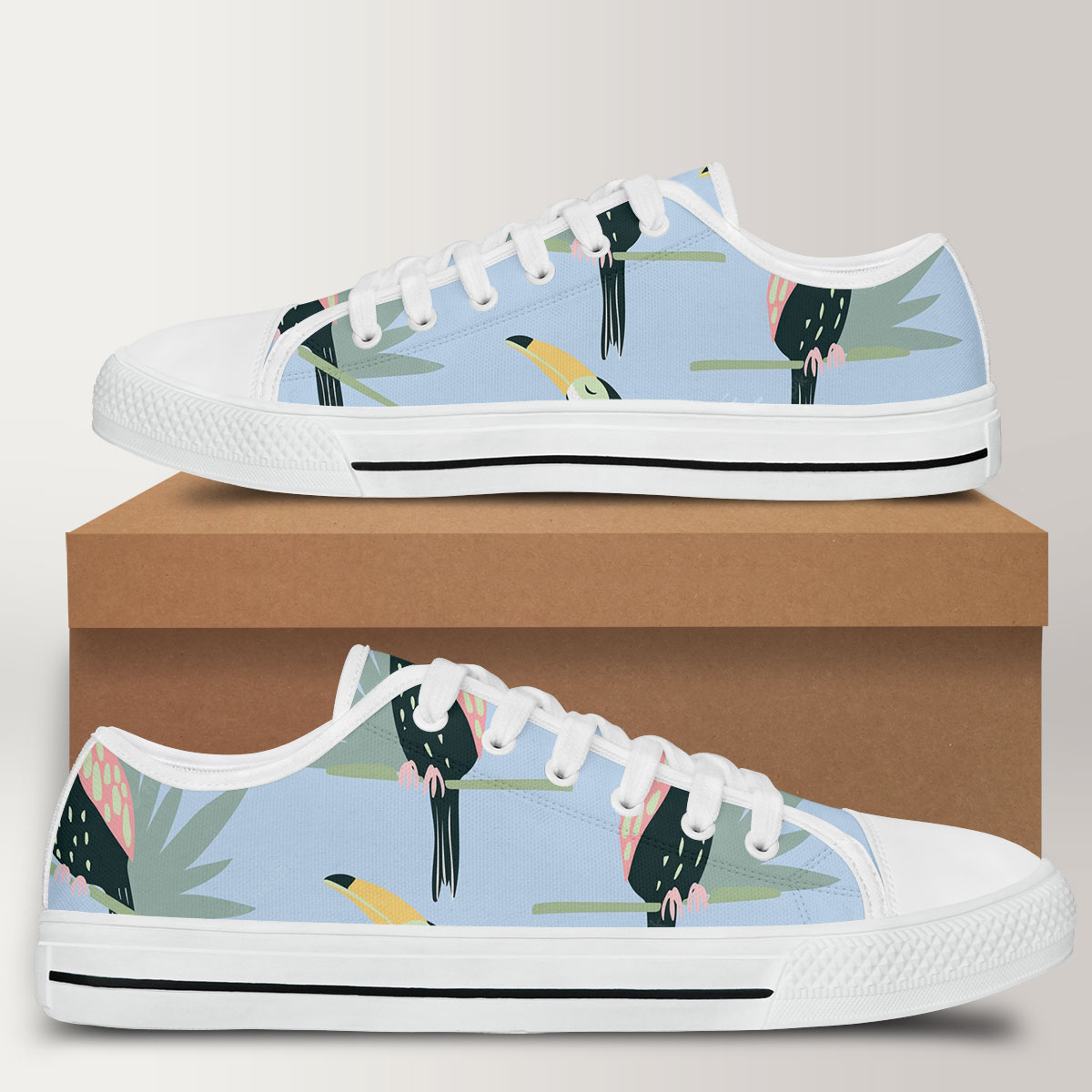 Coon Sleeping Tropical Toucan Low Top Shoes