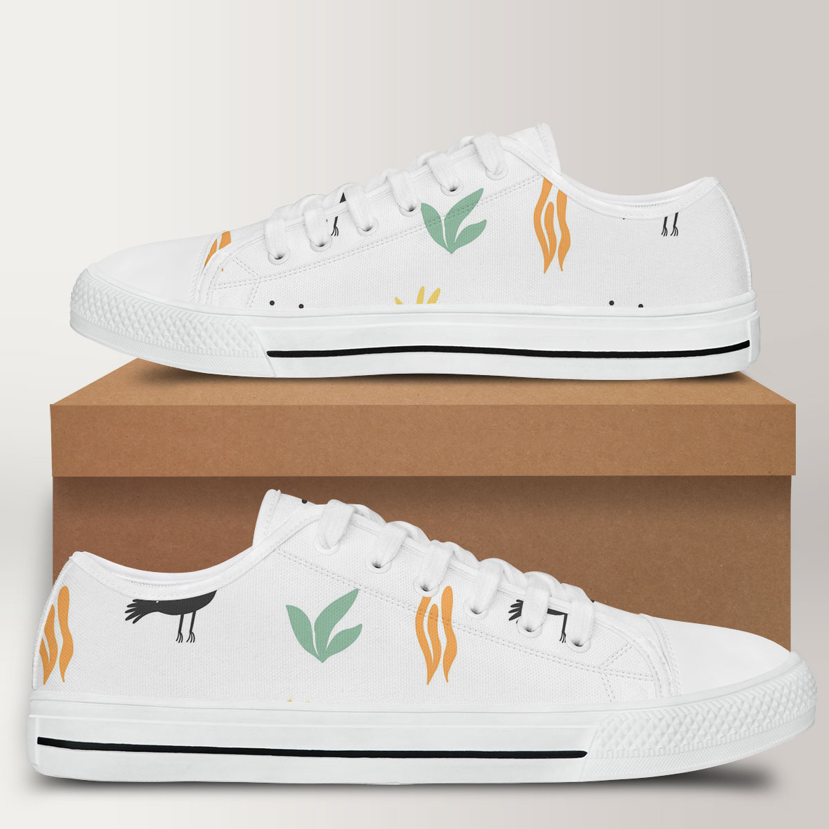 Coon Toucan White Background Low Top Shoes