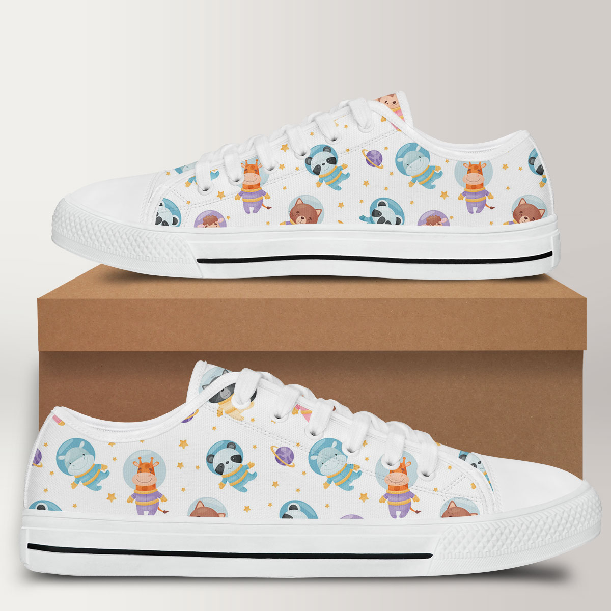 Cute Astronaut Animals Low Top Shoes