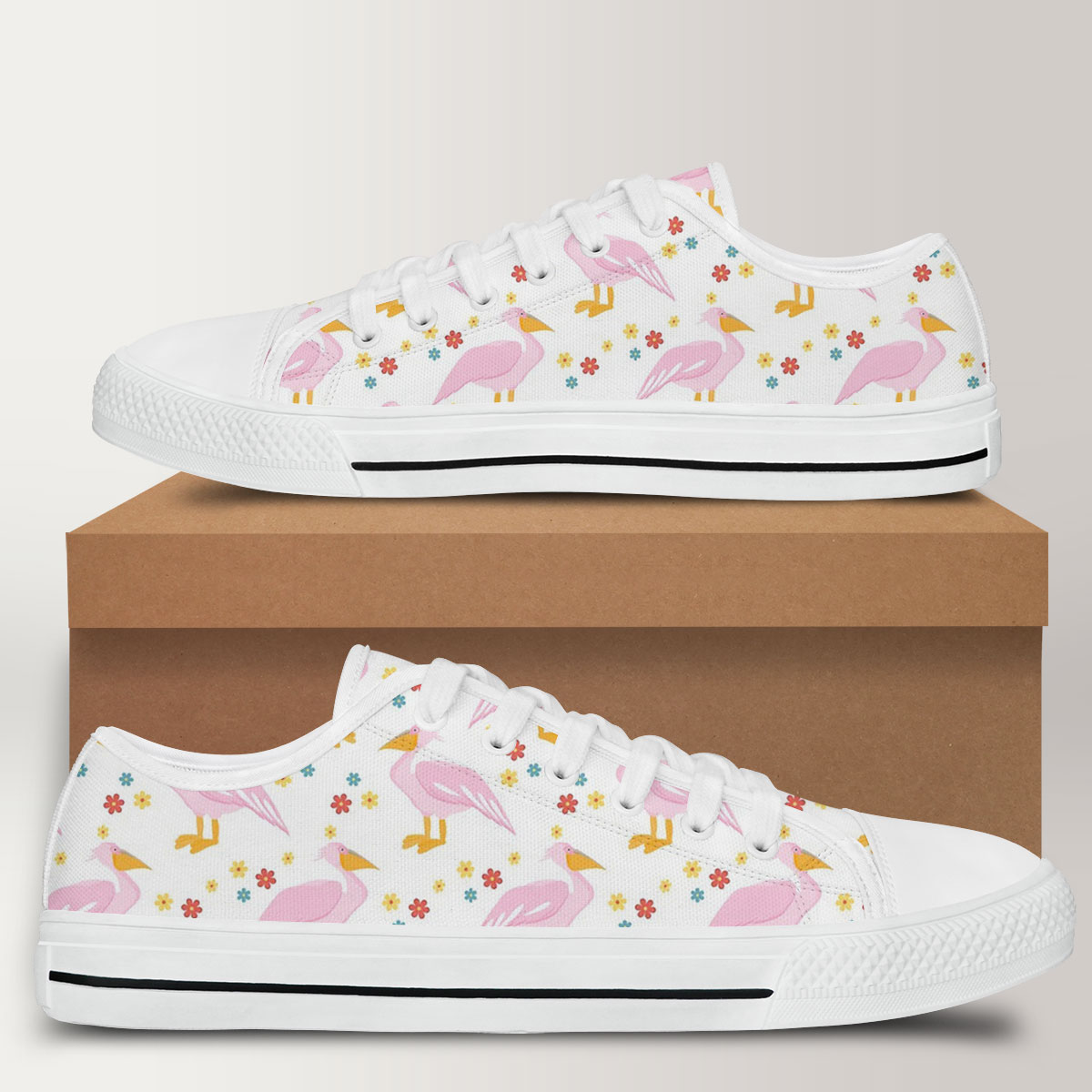 Floral Pink Pelican Low Top Shoes