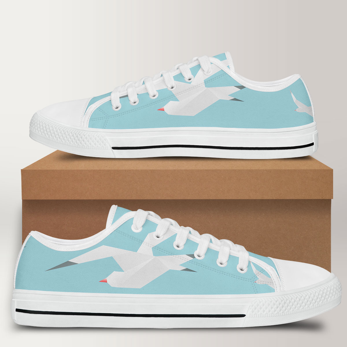 Flying Over Sea Seagull Low Top Shoes