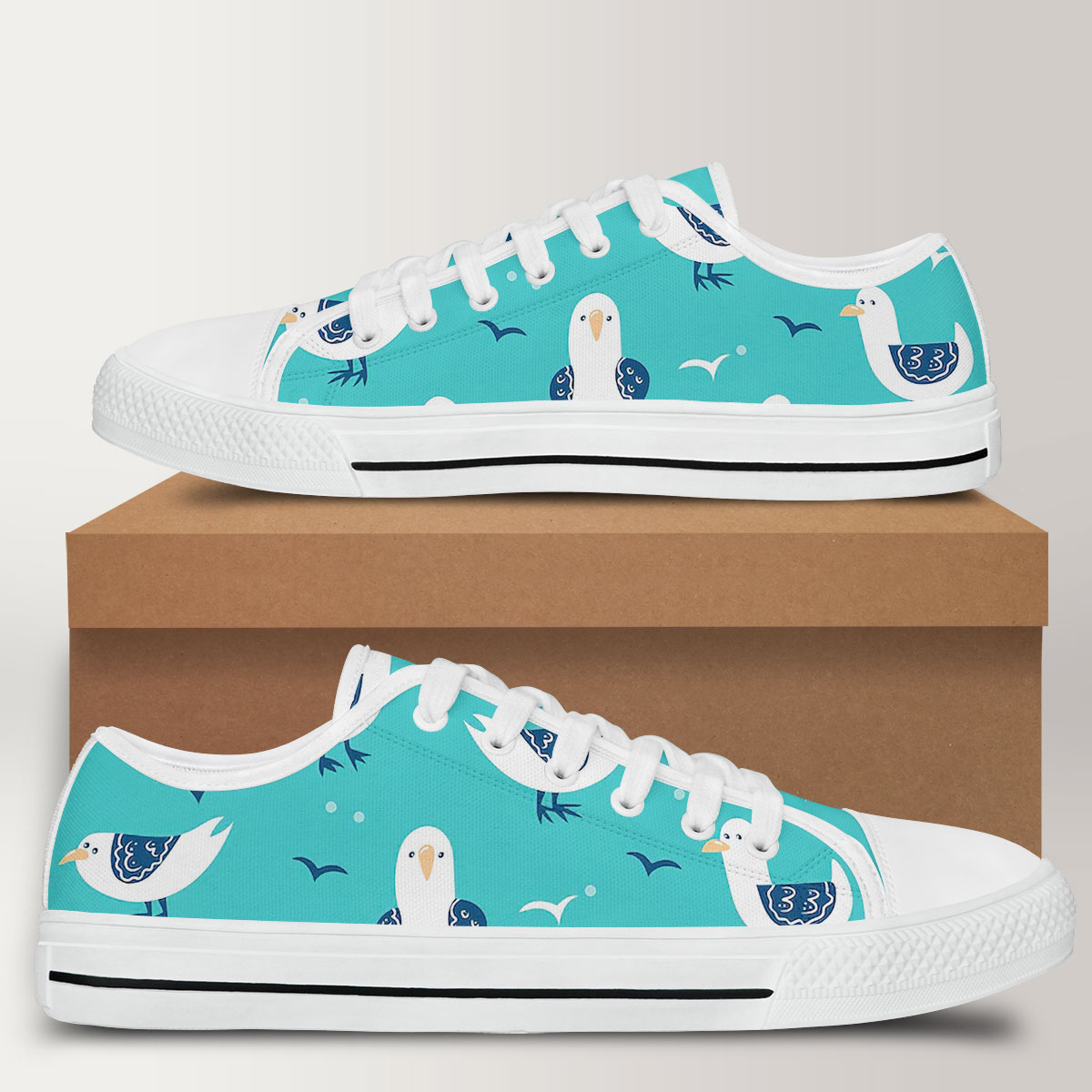 Funny Cartoon Seagull Low Top Shoes