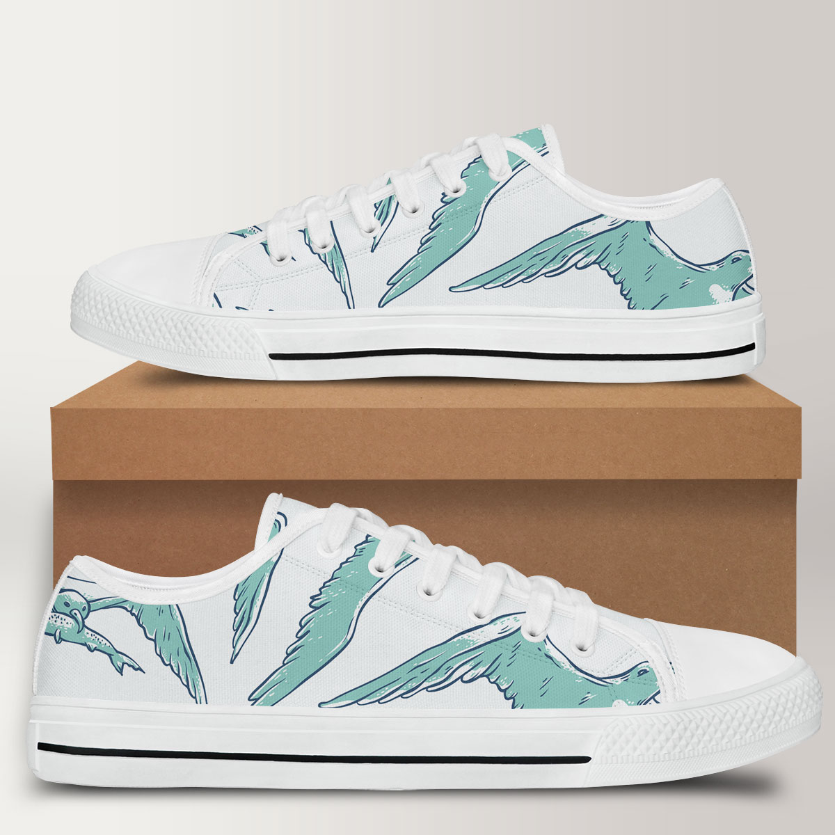Green Art Seagull Low Top Shoes