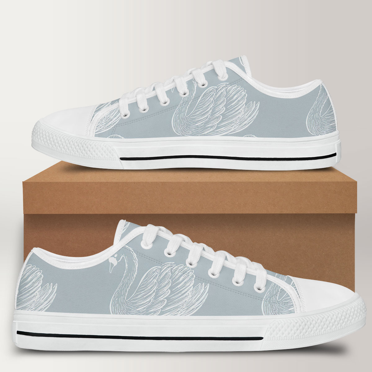 Hand Draw Swan Art Low Top Shoes