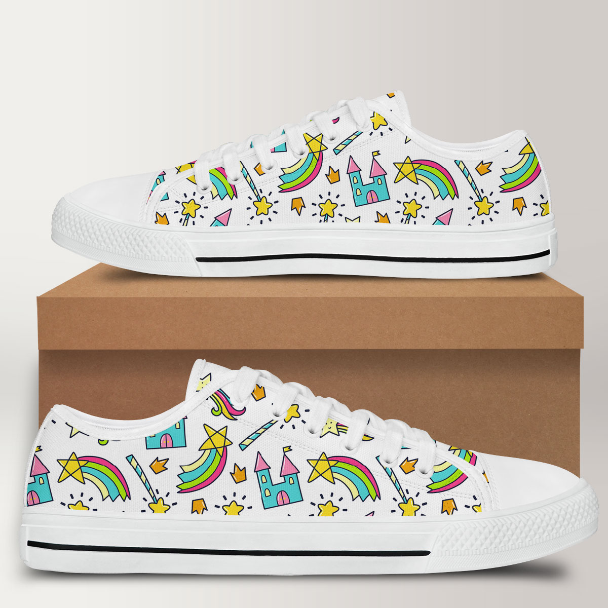 Magic Wand And Rainbow Low Top Shoes