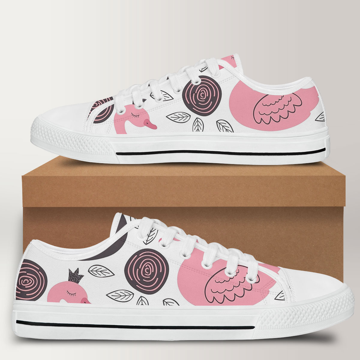 Pink Trippy Swan Low Top Shoes