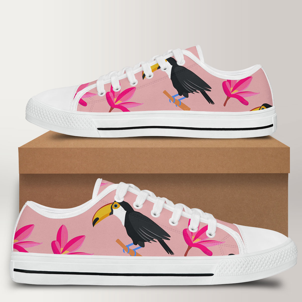 Pink Universe Toucan Low Top Shoes