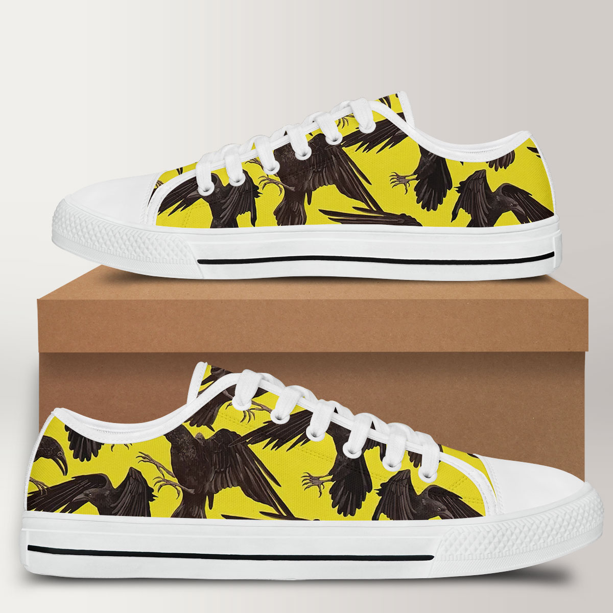 Raven On Yellow Background Low Top Shoes
