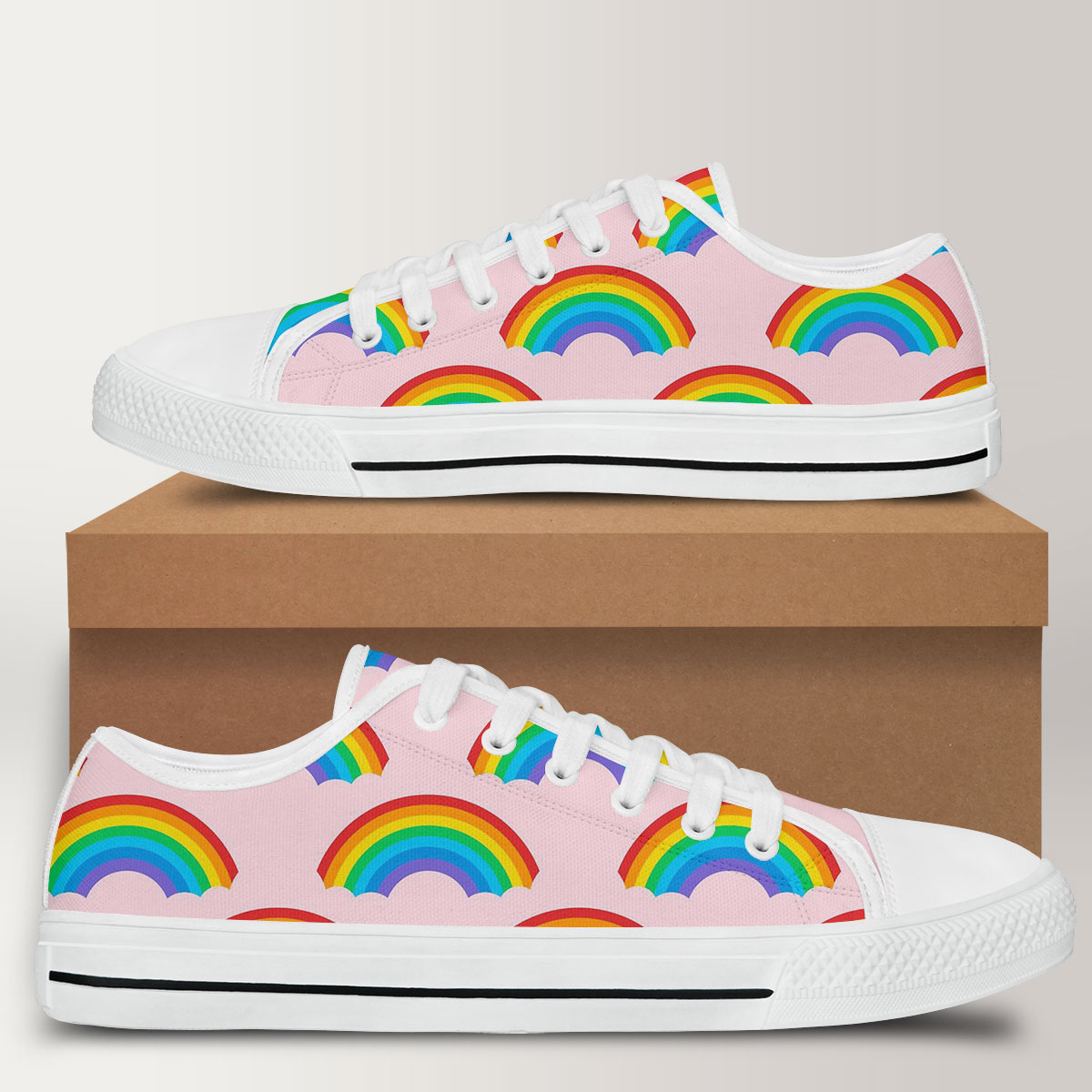 Seamless Rainbow Patterns Low Top Shoes