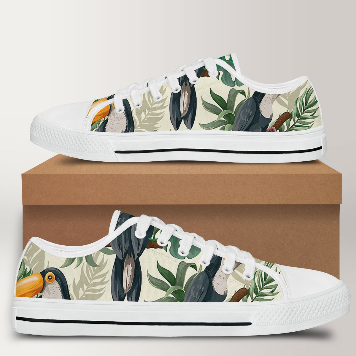 Toucan  On Branches Low Top Shoes