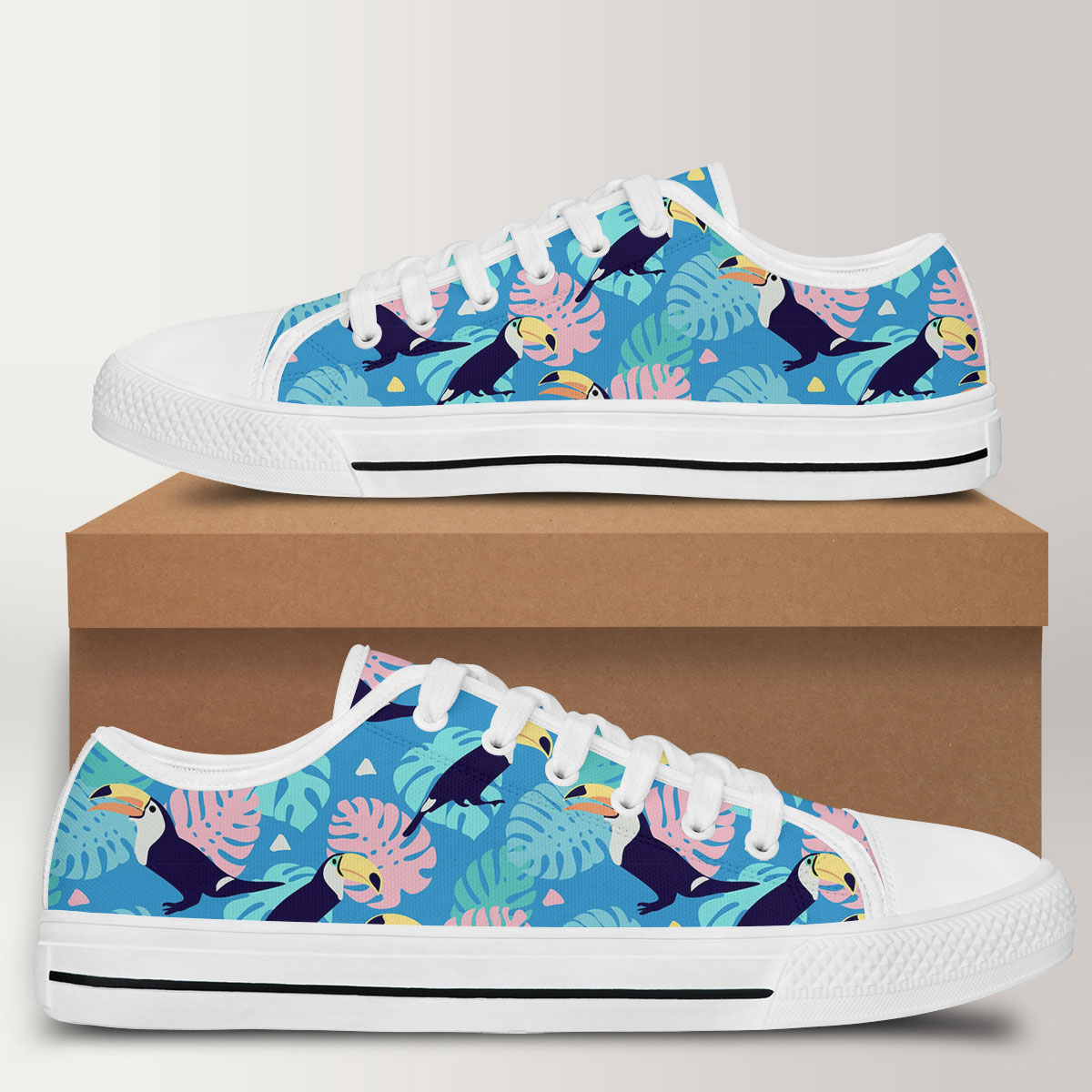 Toucan On Blue Background Low Top Shoes
