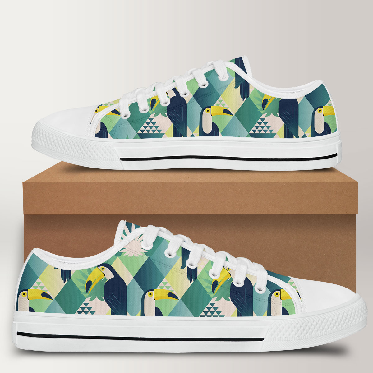 Tropical Exotic Green Toucan Low Top Shoes