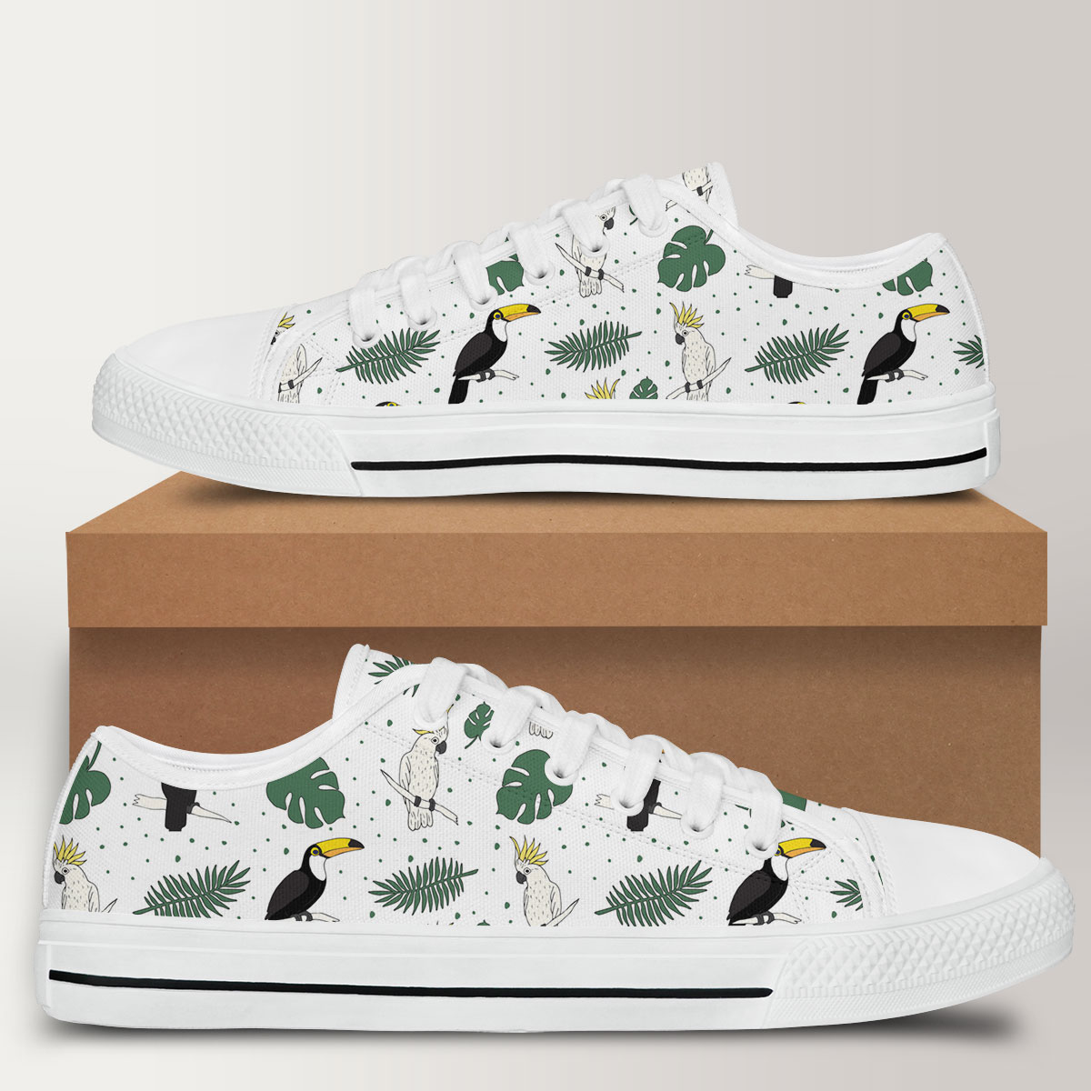 Tropical Toucan On White Background Low Top Shoes