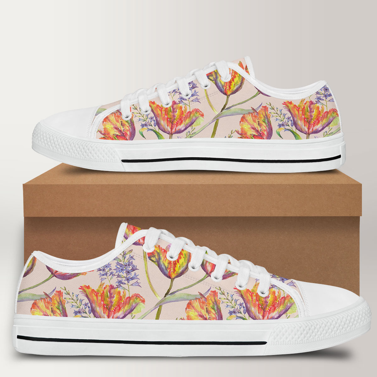 Tulips Floral Gouldian Finch Low Top Shoes
