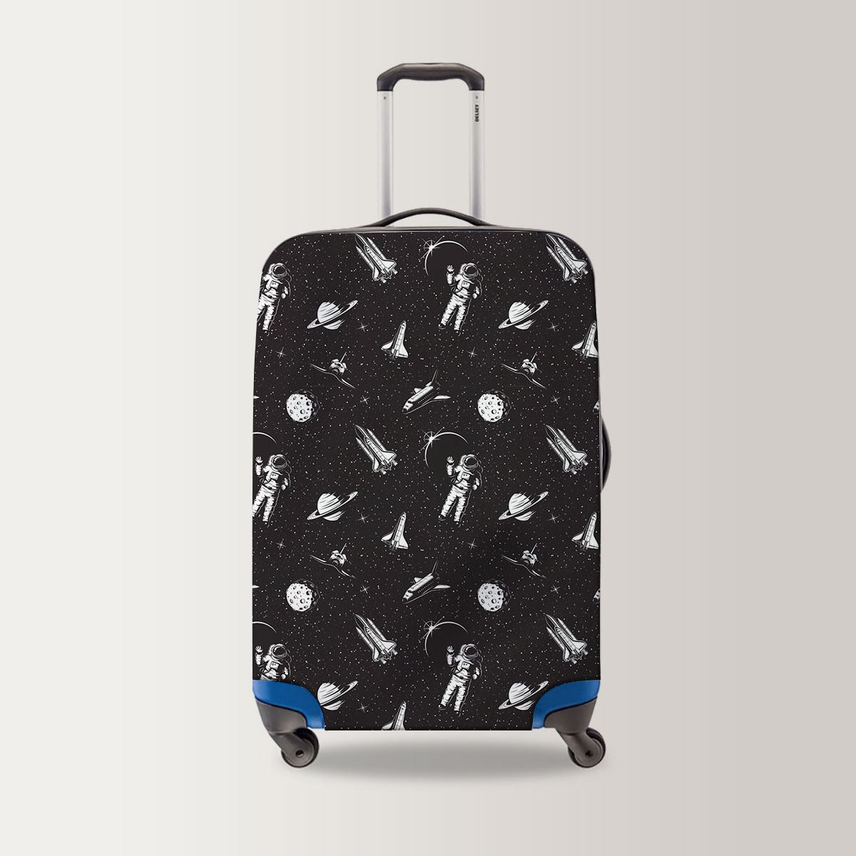3D Black And White Astronaut Luggage Bag