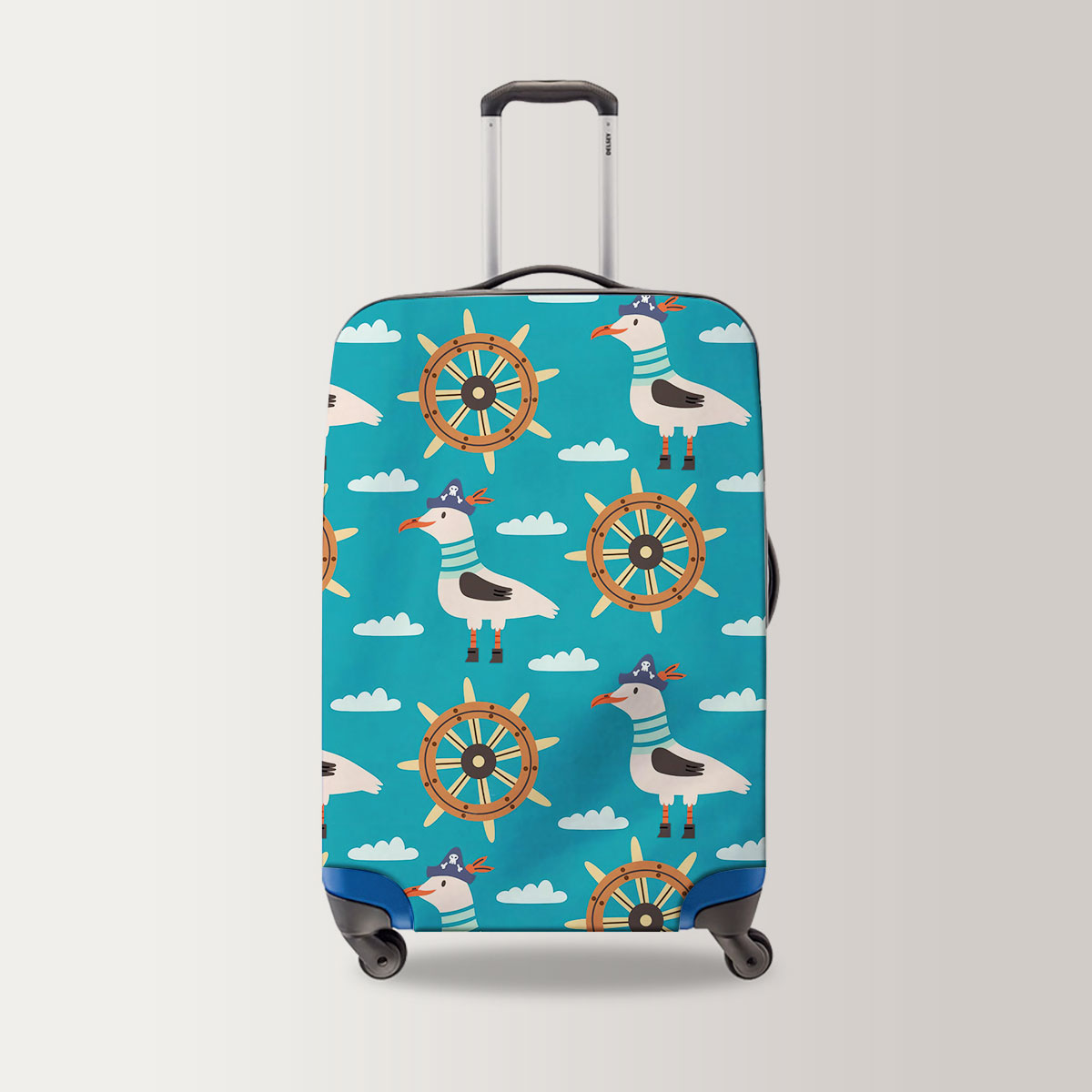 Cartoon Pirate Seagull Luggage Bag