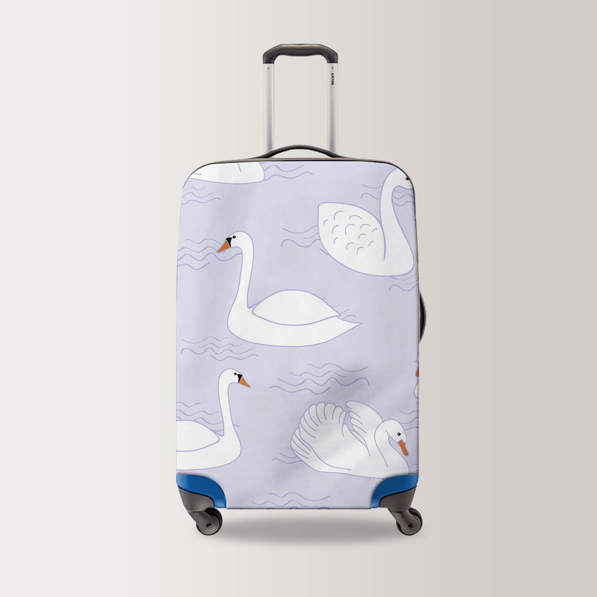 Floating White Swan Luggage Bag