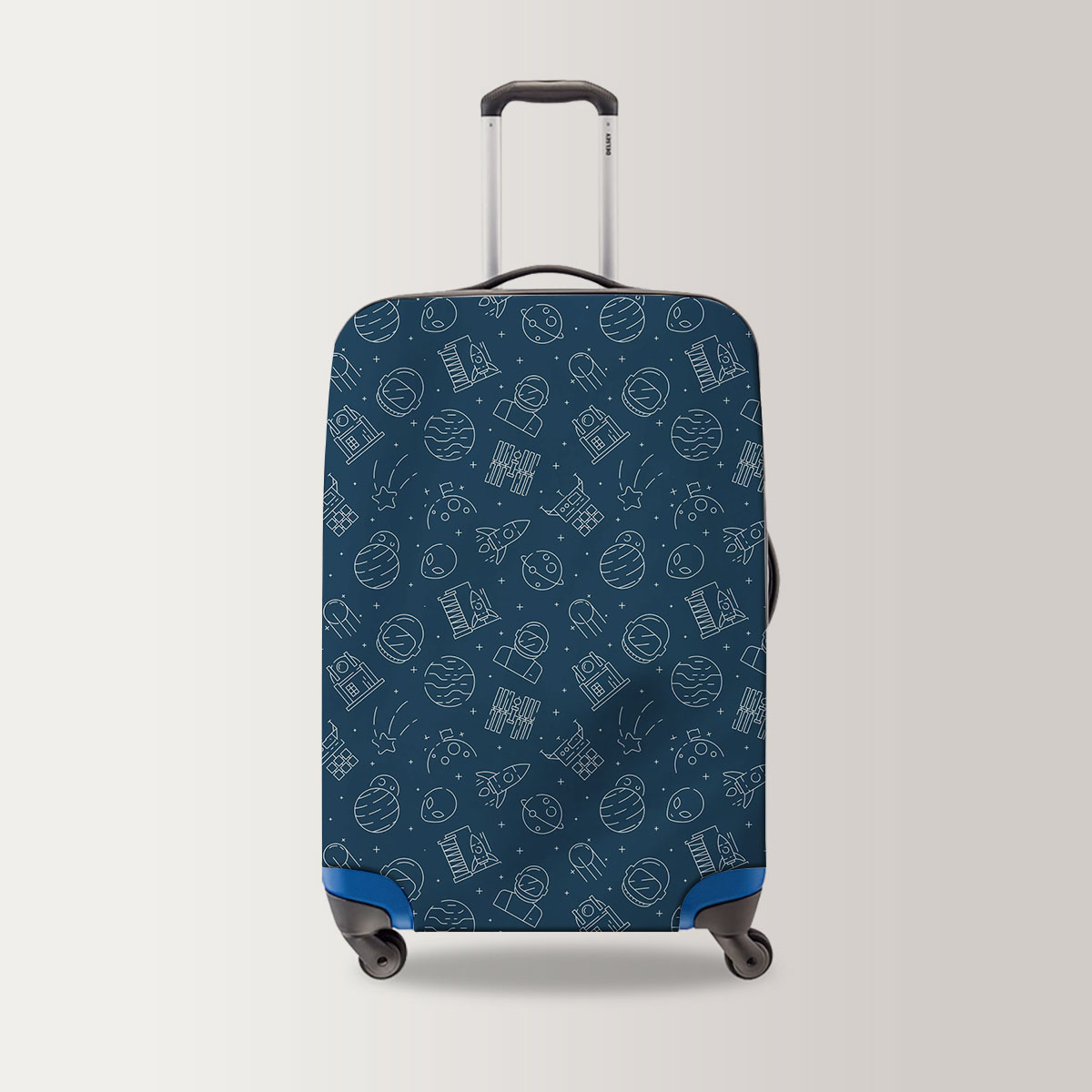 Futuristic Universe Background With Astronaut Luggage Bag