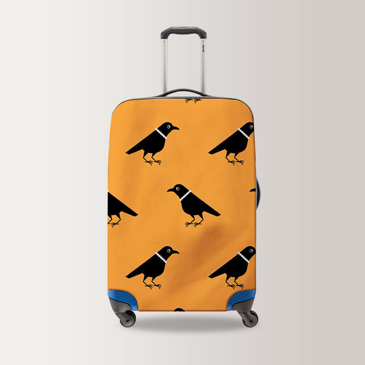 Lady Crow Orange Background Luggage Bag