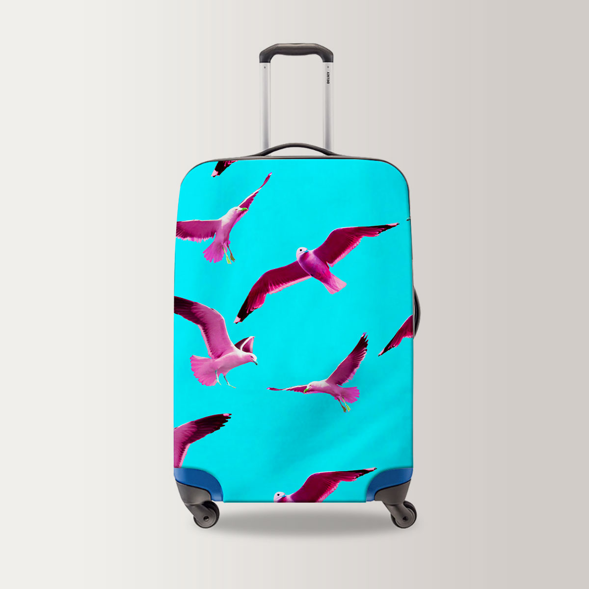 Pink Seagull Flying Luggage Bag