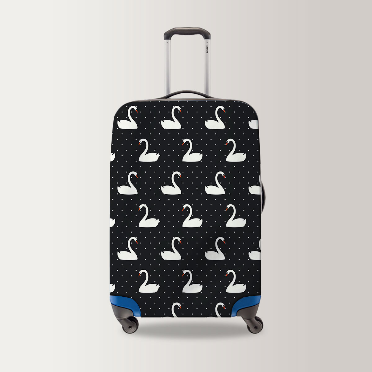 Polka Dots White Swan Monogram Luggage Bag