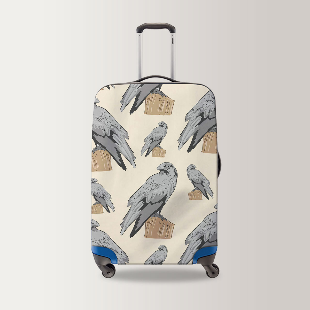 Standing Gray Crow Luggage Bag