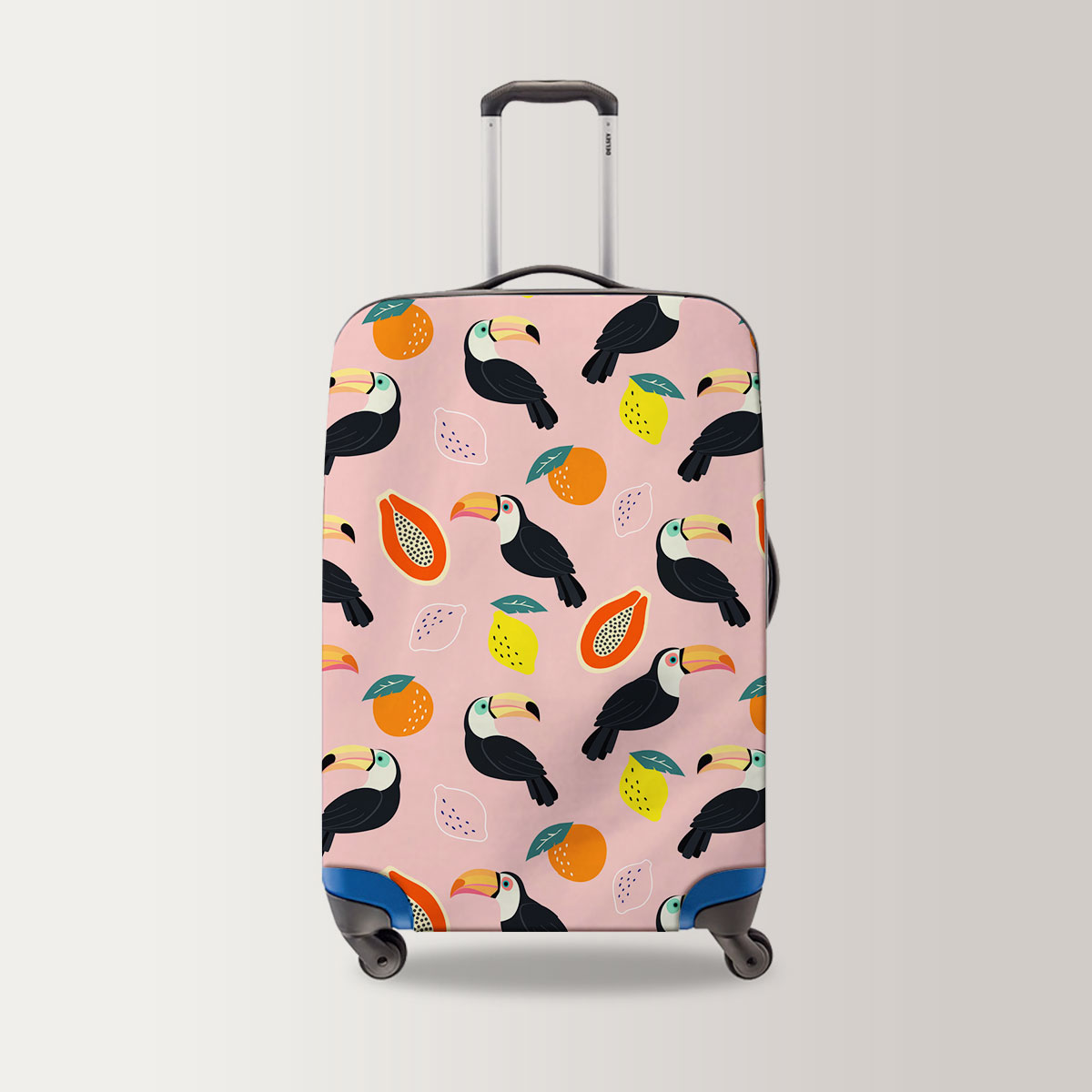 Toucan Tropical Pink Fruits Luggage Bag