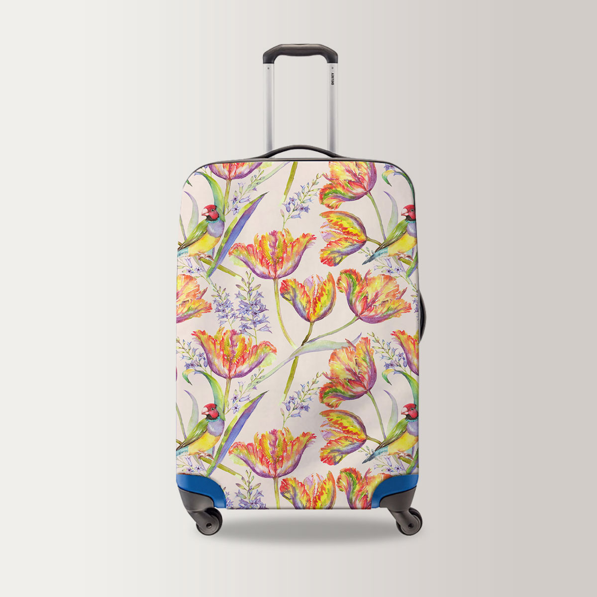 Tulips Floral Gouldian Finch Luggage Bag