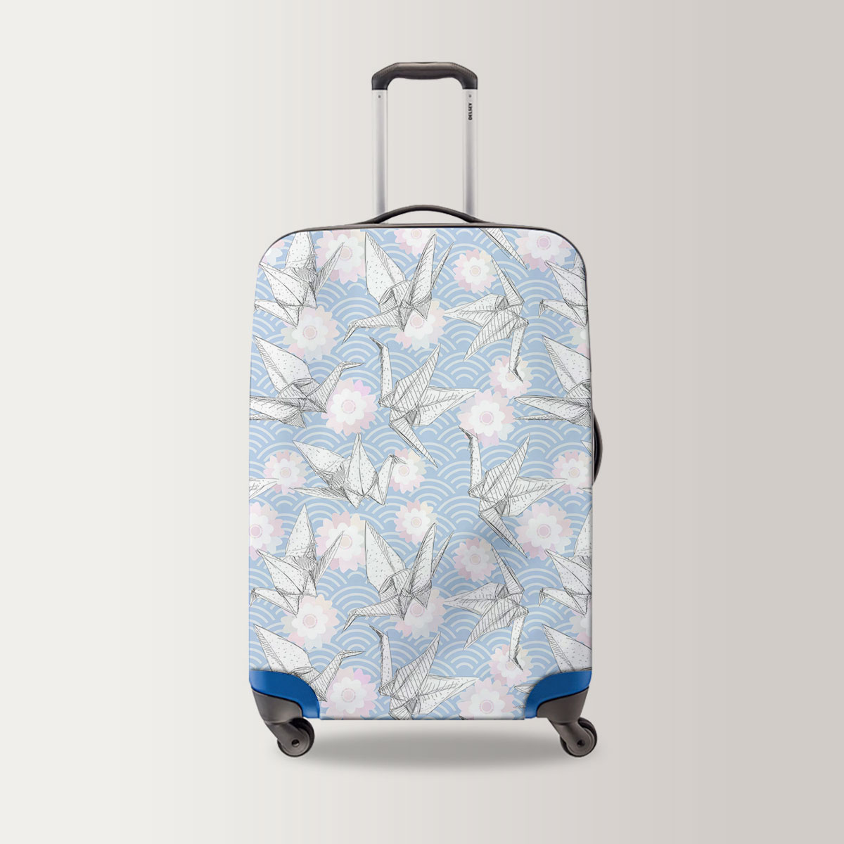 White Origami Paper Crane Luggage Bag