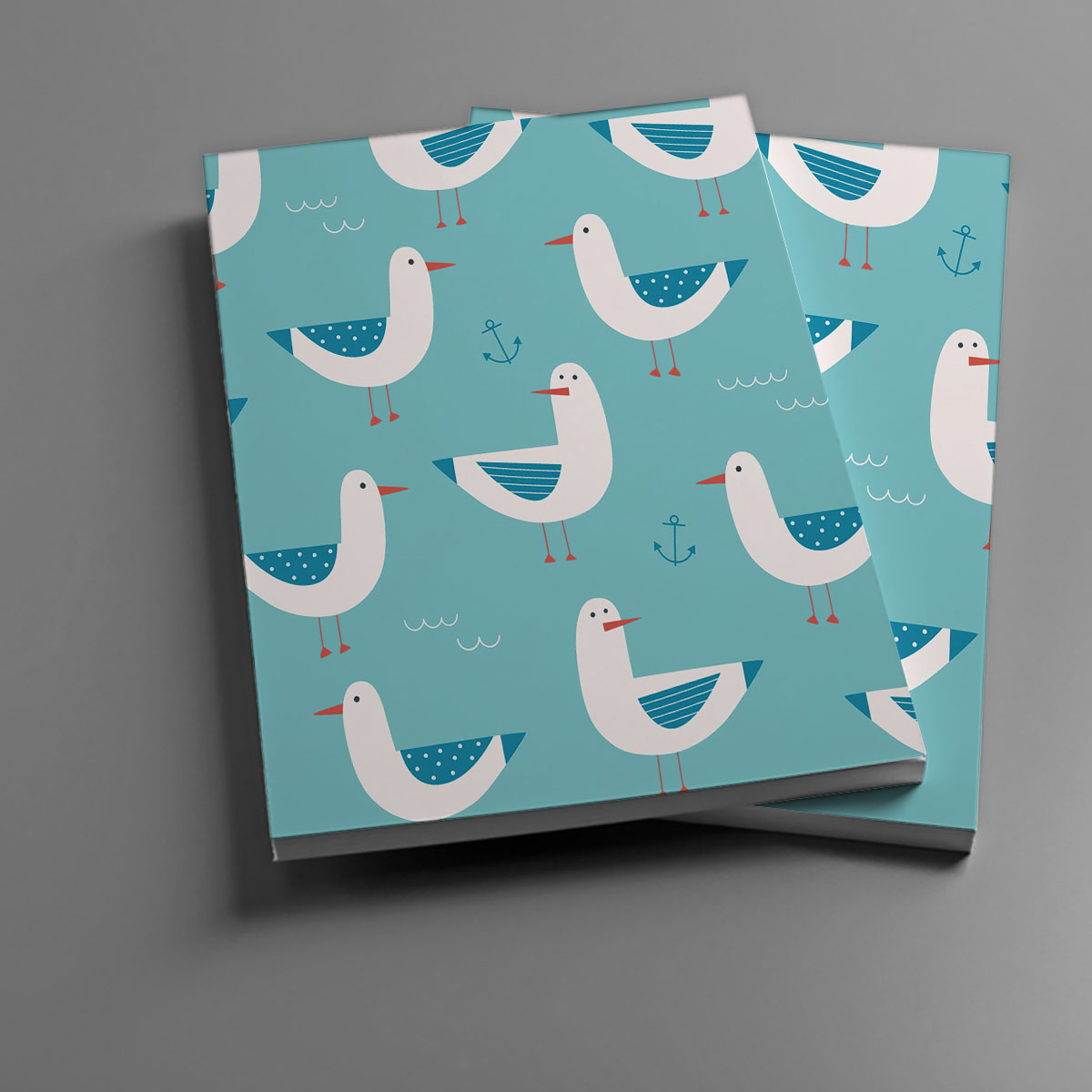 Blue Cartoon Seagull Notebook