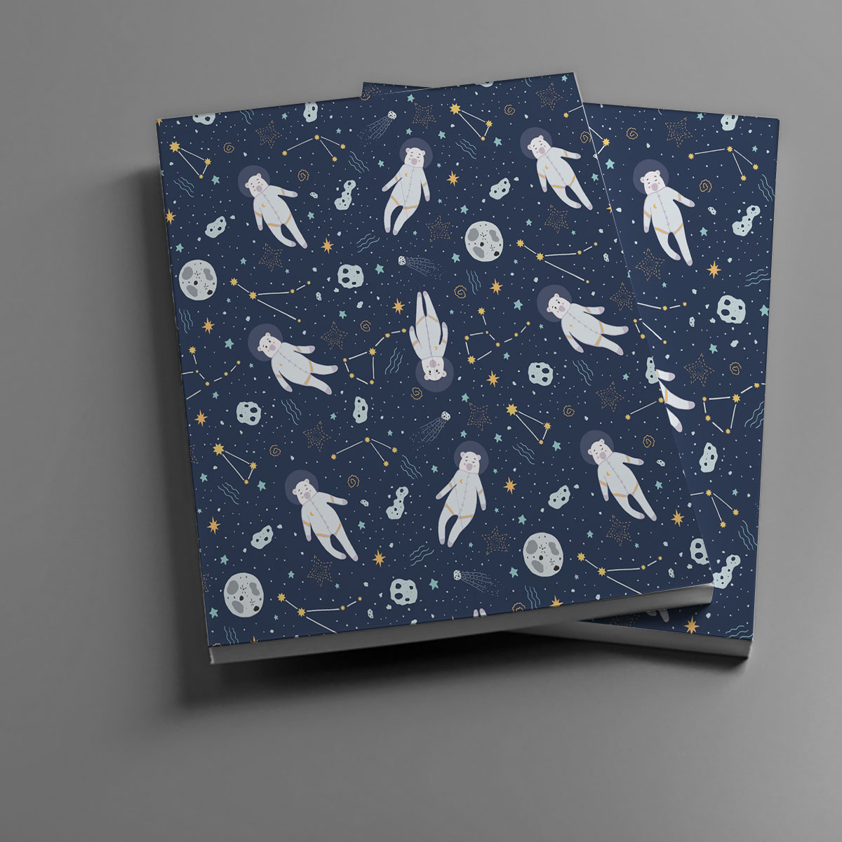 Cartoon Bear Astronaut Outer Space Notebook