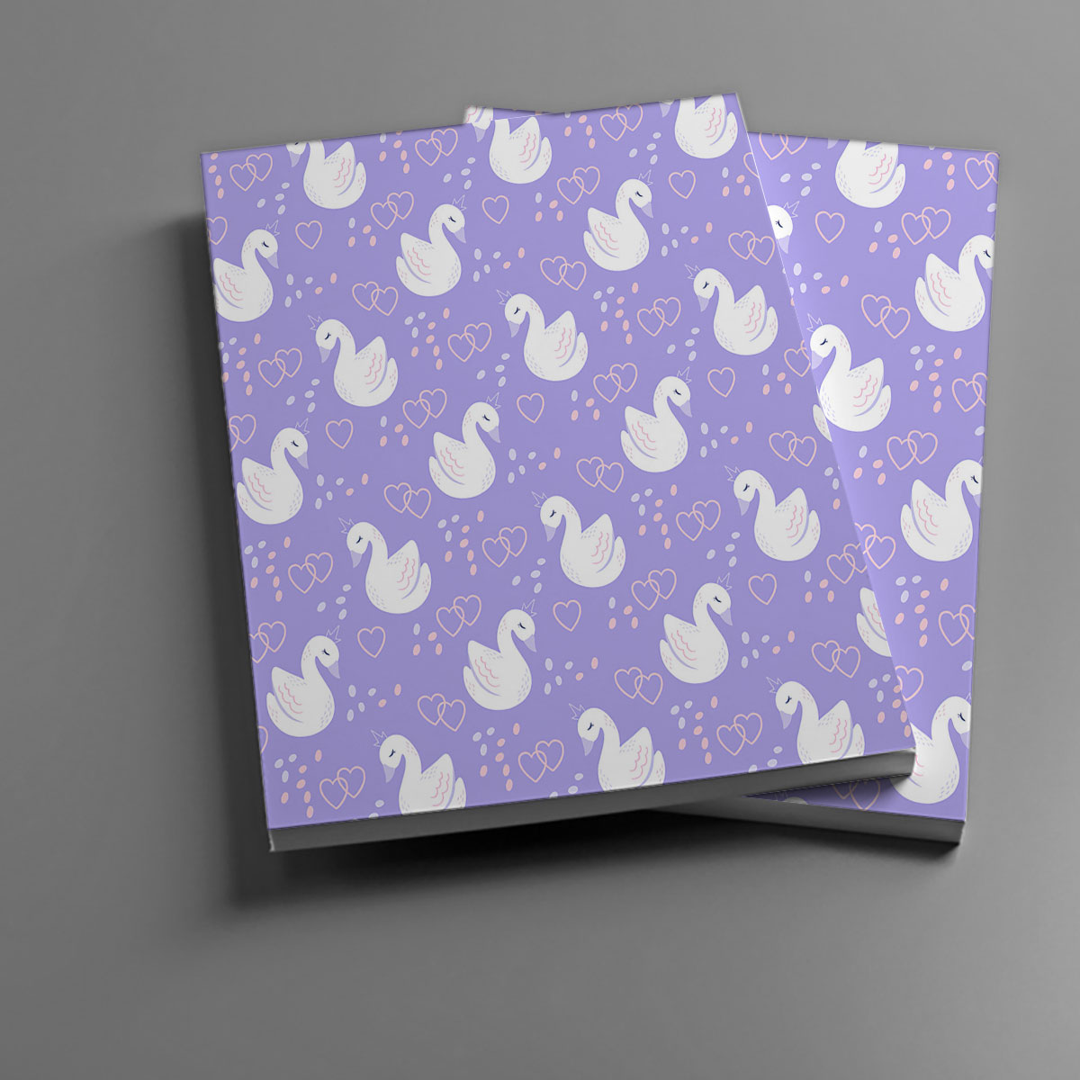 Cartoon Swan Purple Background Notebook
