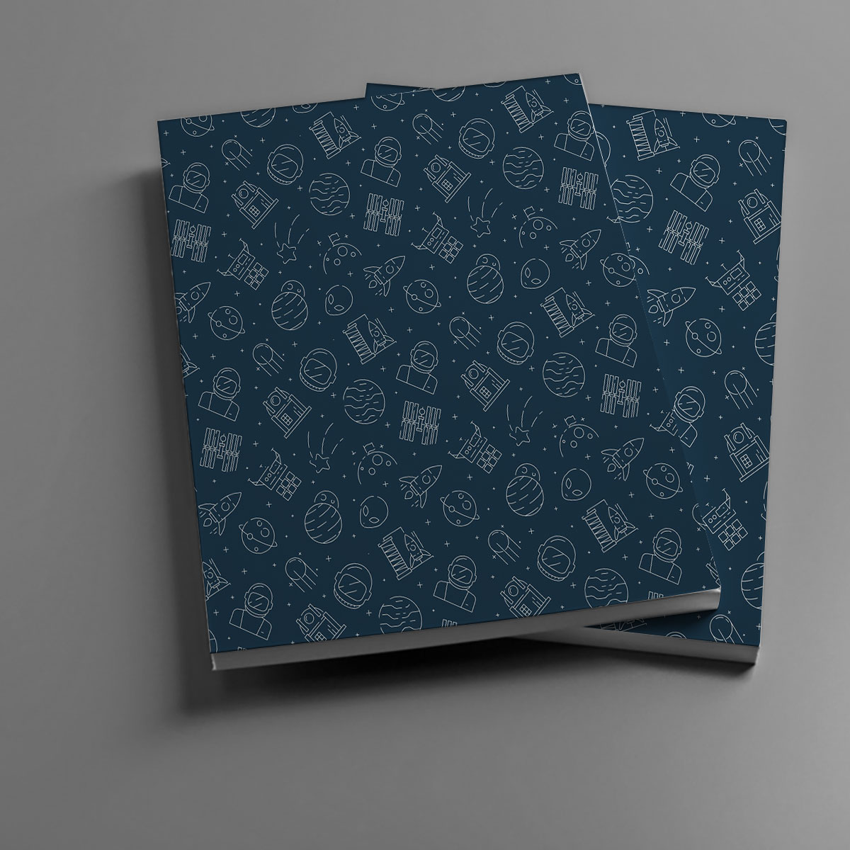 Futuristic Universe Background With Astronaut Notebook