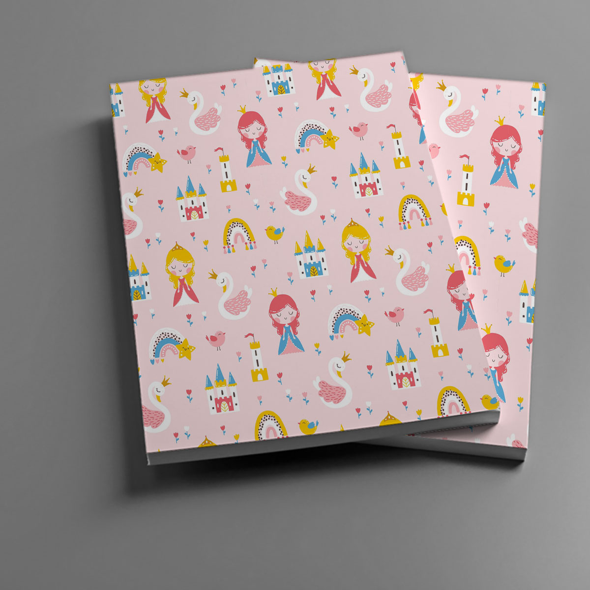 Princess With Swan Castle Rainbow And Flowers Notebook