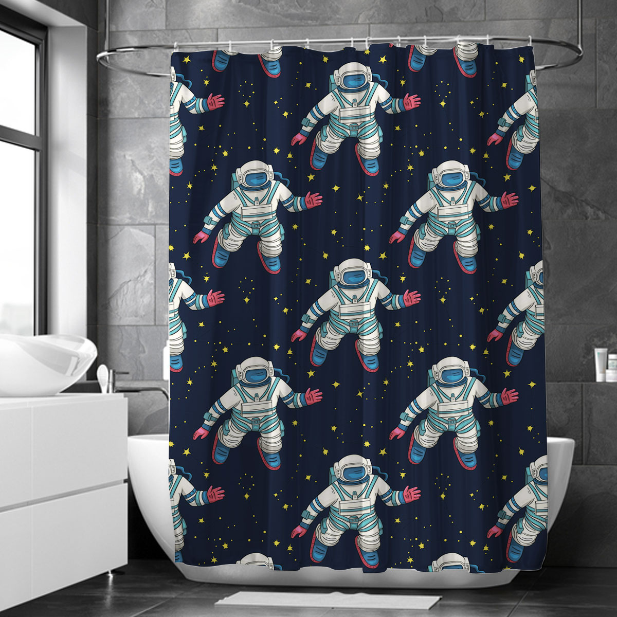 Astronaut And Stars Shower Curtain