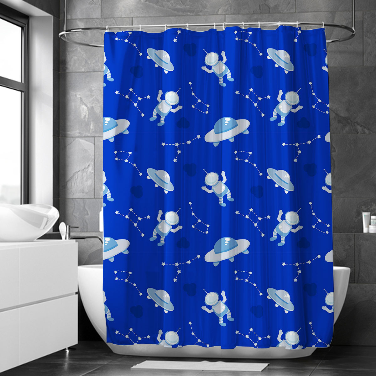 Astronauts Spaceships And Constellation Shower Curtain