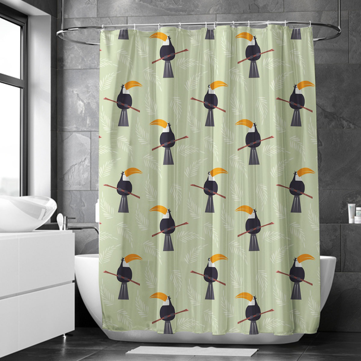 Coon Cute Toucan Monogram Shower Curtain