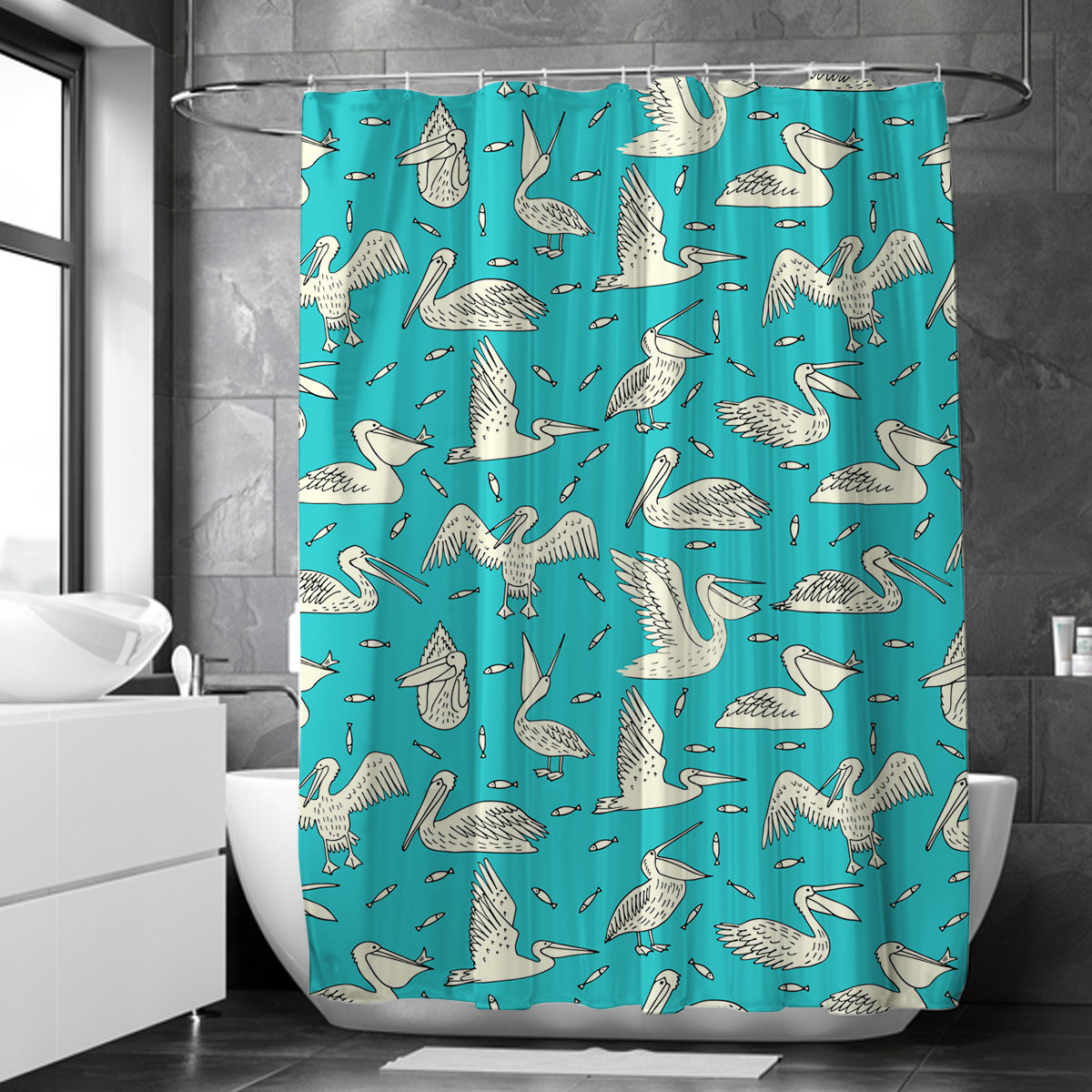 Coon Fishing Pelican Shower Curtain