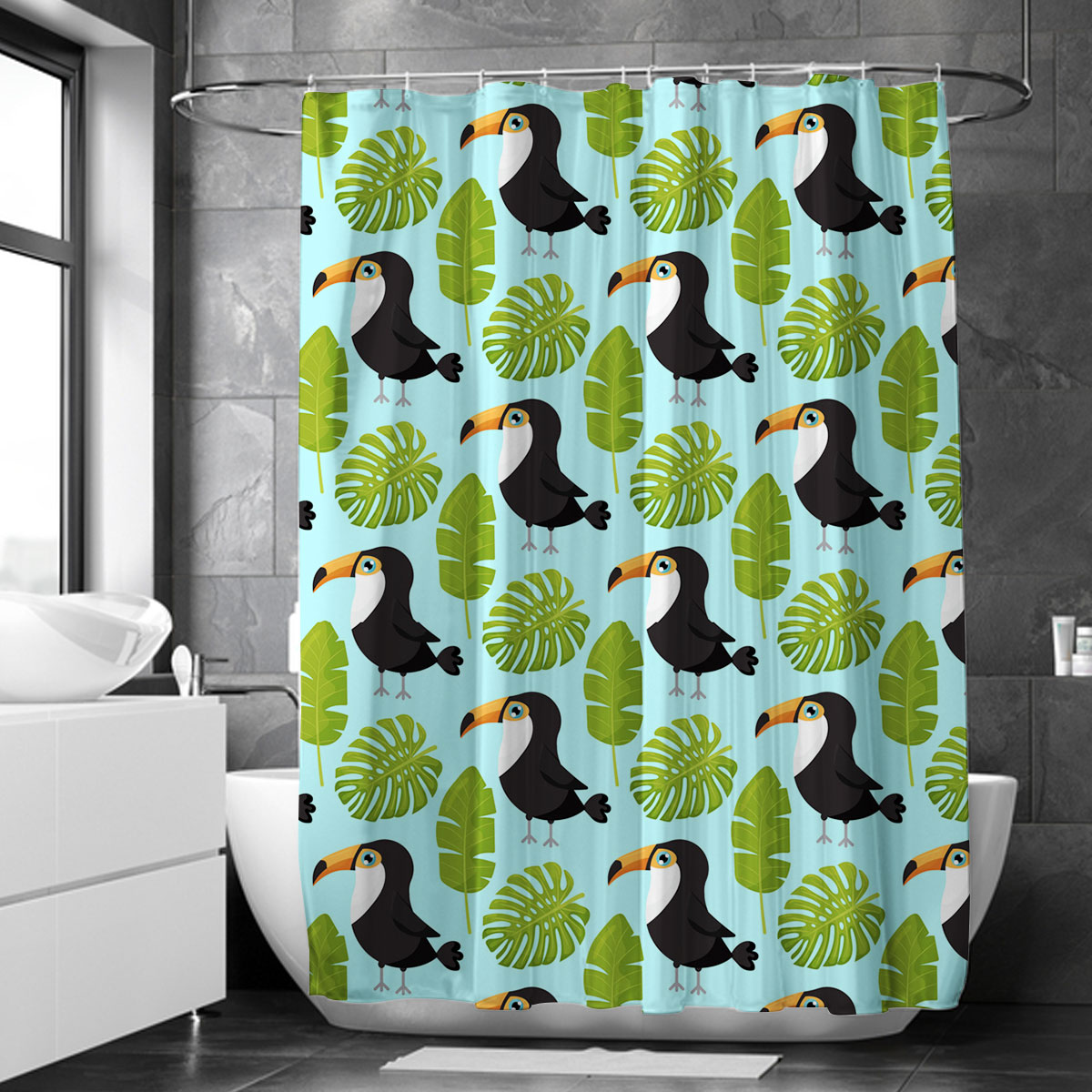 Coon Green Leaf Toucan Shower Curtain
