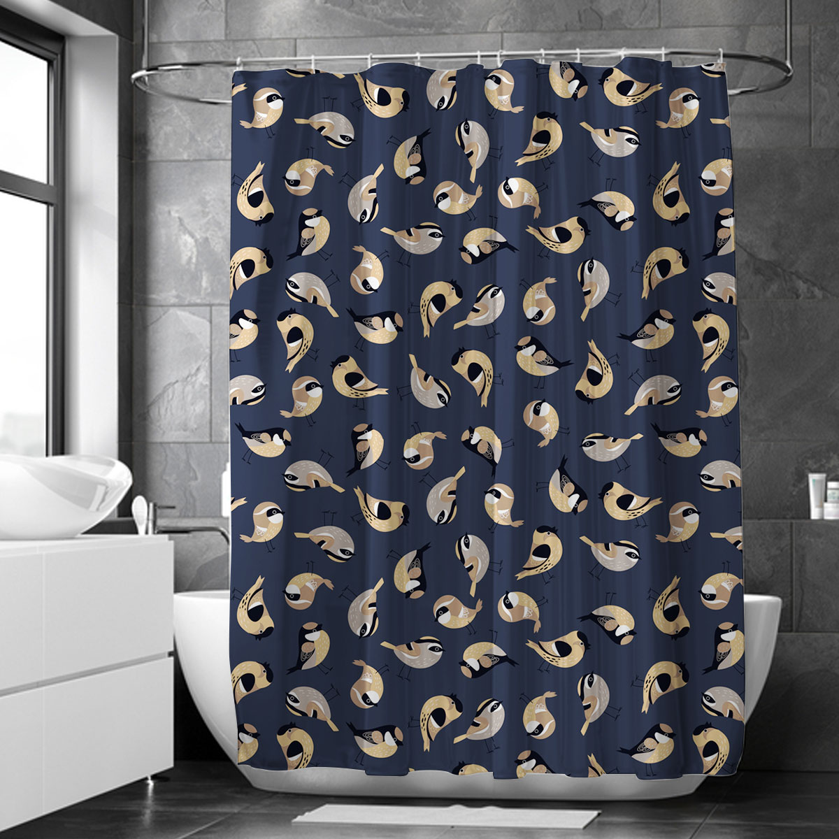 Coon Illustration Finch Shower Curtain