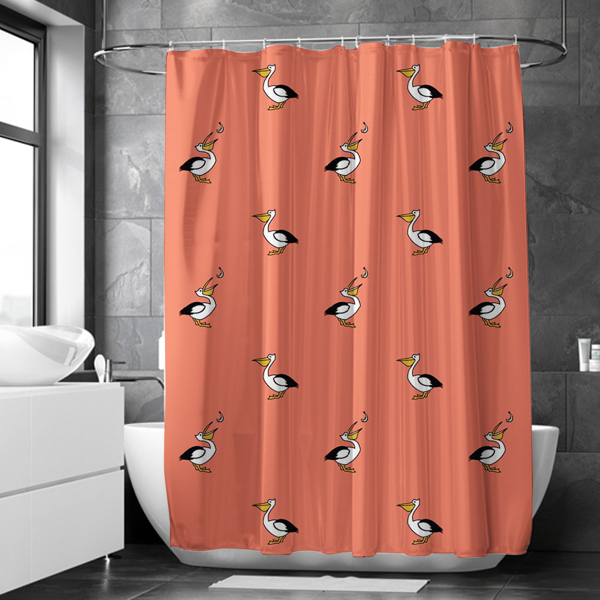 Coon Pelican Monogram Shower Curtain
